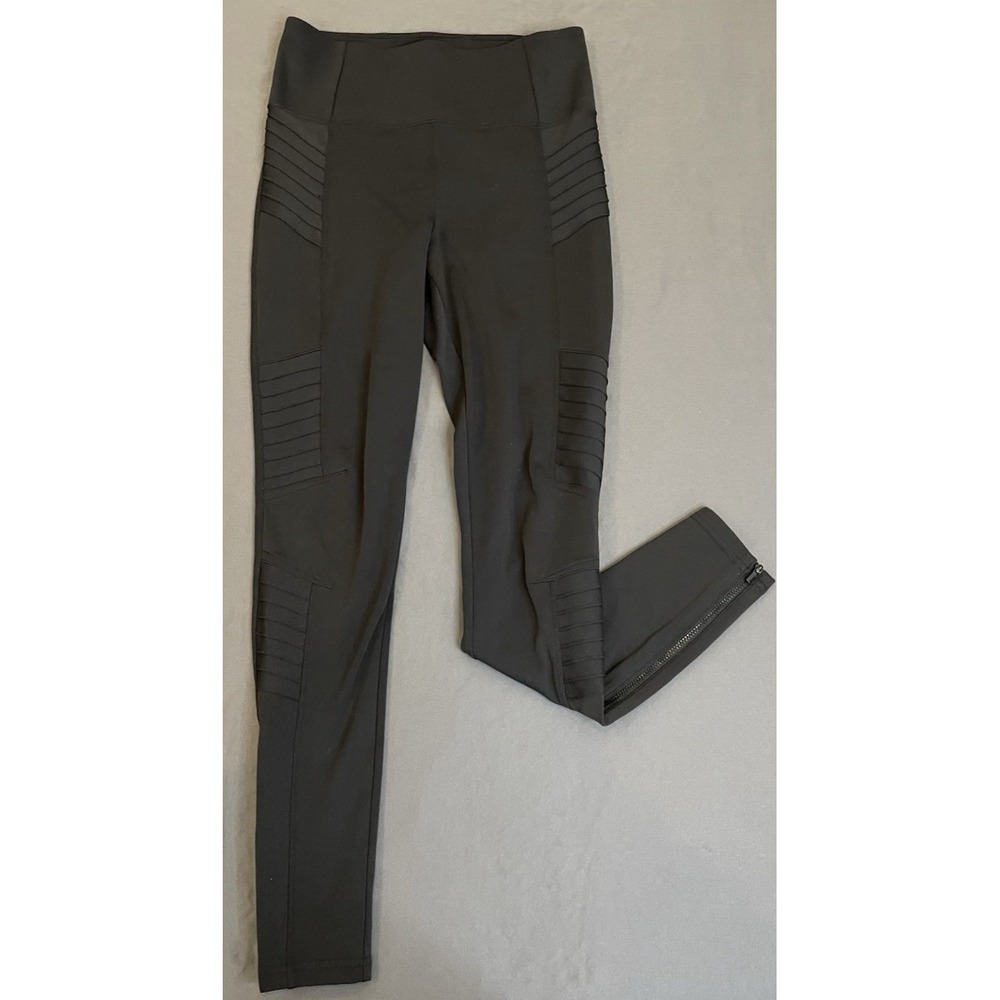 ATHLETA Delancey Moto Tight Black Womens Sz Small Leggings Zipper Ankle Stretch